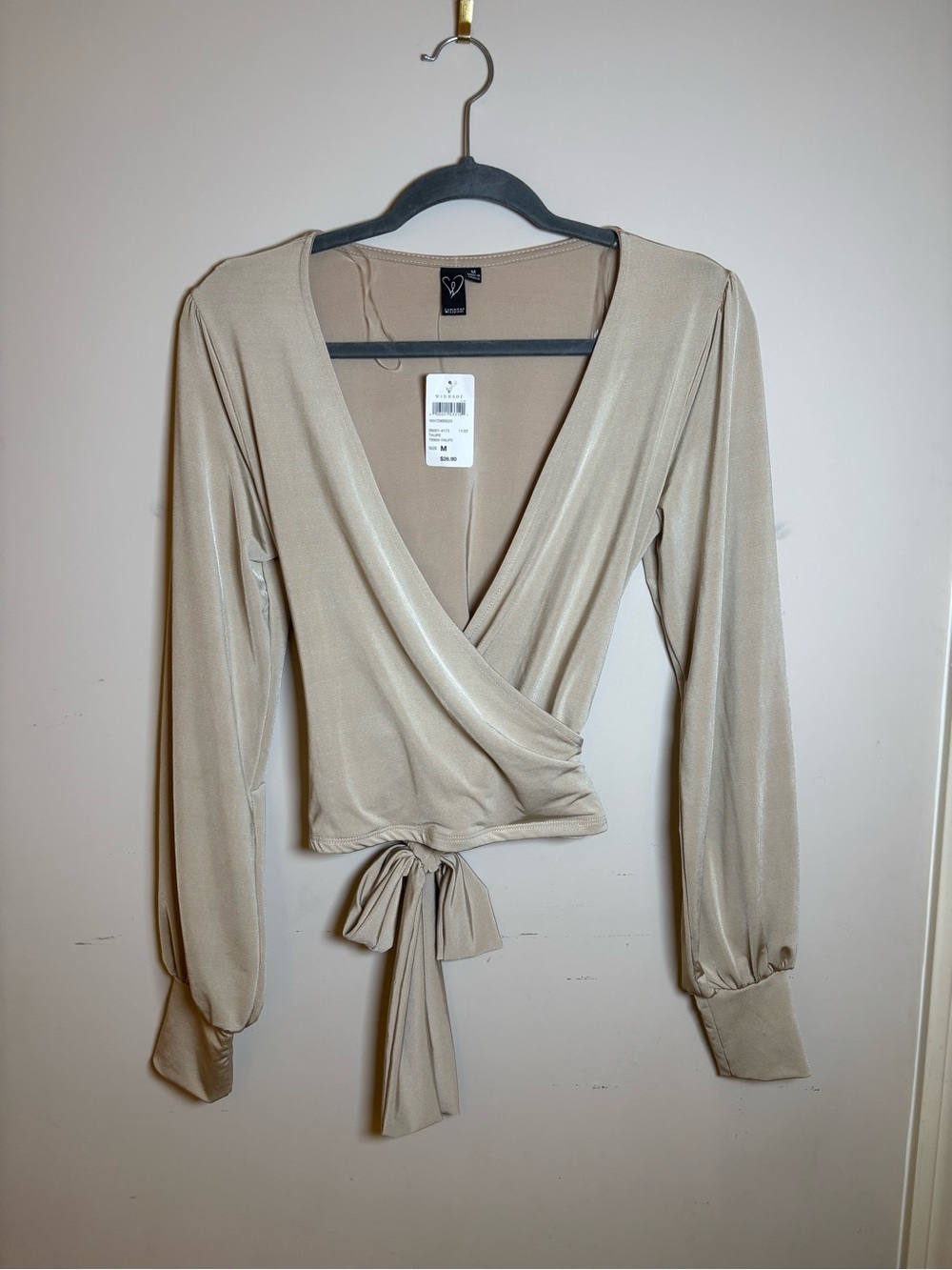 NWT Windsor Wrap Blouse in Light Tan